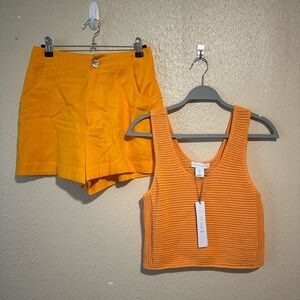 HOUSE OF‎ HARLOW 1960 Crochet Tank Top V-Neck And Shorts Set Size Small